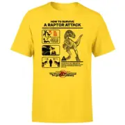 Jurassic World Raptor Attack Survival Guide Unisex T-Shirt - Yellow