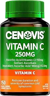 Cenovis Vitamin C 250mg Tablets 150 - Reduces Severity & Duration of Common Cold Symptoms – Supports Healthy Immune System Function, Collagen Formation & Wound Healing