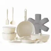 Ceramic Pots and Pans Set, Nonstick Kitchen Cookware Set with Detachable Hand...