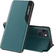 LEMAXELERS Mobile Phone Case for iPhone 13 Mini, iPhone 13 Mini Case Clear View Window Foldable Leather Protective Case with Stand Function 360° Protection Shockproof Flip Case for iPhone 13 Mini, QH