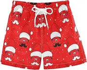 [RPLIFE] Boy Swimming Trunks, Swim Shorts Toddler Boy 2t, Whimsical Santa Hats Red