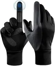 [FanVince] Gloves Winter Touch Screen Fingers Thermal Warm Cold Weather Men Women Cycling Bike Running Driving Hiking Waterproof Snow Ski Black-Gray