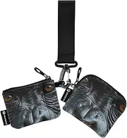 [XYMZR] Gorilla Portrait Closeup Mini Zip Around Wristlet keychain Wallet for Women Personalized Pattern Detachable Dual Pouch Wristlet Portable Wallet Phone Coin Purse, Multi-colored, One Size