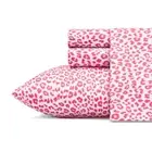 Betsey'S Leopard 3-Piece Pink Animal Print Satin Twin XL Sheet Set