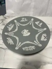 Rare Wedgewood Jasperware Grey Plate In Box Excellent Condition With Stamp