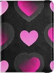 [Amooorous] Black Pink Gradient Valentine Love Leather decorative passport book holder Travel Documents Organizer Protector Cute Passport Book Ultra Slim, Black pink gradient Valentine love, 1 size