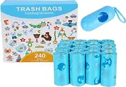 AUTENS Disposable Baby Diaper Bags, 16 Rolls/240 Bags, Nappy Sacks Waste Bin Bags Biodegradable Disposal Bags with Dispenser, Compostable Baby Poop Bags (Blue, 16 Rolls/240 Bags)