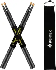 Drum Sticks, 5A Drumsticks Classic Maple Wood Black Drumsticks with Storage Bag,
