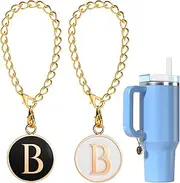 Utuichuo Letter Charm Accessories for Stanley Cup, 2PCS Initial Letter Handle Charm For Stanley Tumbler Cup, Personalized Name ID Charm For Stanley, Letter Charm, Zinc, zinc
