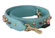 Dolce & Gabbana Elegant Blue Leather Bag Strap with Gold Accents - RRP 977.4 USD