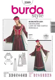 Burda 2509 Sewing Pattern Lady of the Castle Dirndl-Style Dress Costume Sz 10-24