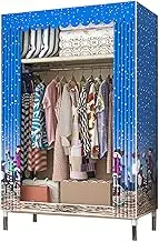 Canvas Wardrobe, Large Fabric Clothes Closet Storage Organizer with Hanging Rail,Shelves, Folding Portable Closet for Bedroom,A-64X45X172cm
