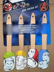 DISNEY Marvel AVENGERS 4 Pack SILICONE Mini Spatula Set NEW