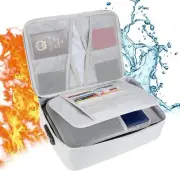 Fireproof Document Box 2000℉ Folding Water Resistant Bag Storage Pouch with Lock