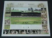 AUSTRALIA CRICKET FIRST WICKET LANGER MCGRATH WARNE SIGNED ASHES LIMITED PRINT