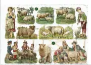 German Embossed SILVER GLITTER Vintage Style Scrap Die Cut- Animal Sheep EF7405G