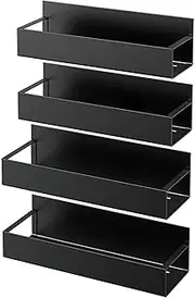 4 Pack Magnetic Spice Rack for Refrigerator,Magnetic Shelf Seasoning Organizer Spice Rack,Black Hanging Side Fridge Storage Rack,Home & Kitchen Essentials