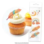 Edible Boho Feather Wafer Cake Toppers (Pk 16)