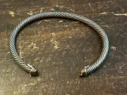 David Yurman Kids Citrine 18K/Sterling Silver Cable Bracelet - New - Neiman