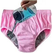 Adult Washable Incontinence Underwear Women Period Leakproof Control Briefs Reusable Absorbent Cloth Diapers Panties(Pink,X-Large)
