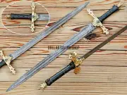Custom Handmade Excalibur / Knights / Arthurian / Britain Damascus Blade Sword.