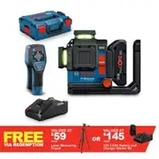 BOSCH 18V 3 x 360 Degree Green Multiline Laser Level With 120mm Detector 0615V0004Z