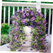 Artificial Hanging Flowers Plants for Outdoor Spring Summer A Dark Orchid