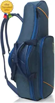 Alto Saxophone Case 2-In-1 Padded Backpack Gig Bag with Flute Pocket Accessory