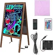 A Frame Sign LED Message Witting Board Double Sided LED Board Restaurant Menu Display Free Standing Chalkboard Sign Easel Sandwich Board with Glass Screen Size 39.4" X 20.5"