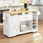 Portable Kitchen Storage Rack Rolling Islands Cabinet on Wheels Multi Purpose Trolley for Kitchen Dining Room Bathroom Island Table with Ample Storage Space