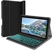 Backlit Keyboard Case for Samsung Galaxy Tab A7 Lite 8.7 Inch 2021, for A7 Lite SM-T220/T225/T227, Detachable Bluetooth Tablet Keyboard Case, Travel and Mobile Office Friendly Black
