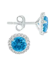 Gem Spark 14K 1.17 ct. tw. Diamond Blue Topaz Studs
