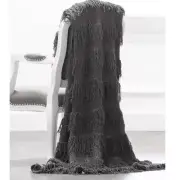 Giraffe at Home Moroccan Wedding Throw Blanket Fringe Charcoal Chenille 45"x 59"