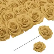 25pcs Foam Roses Artificial Flower Fake Roses with Stems, Gold