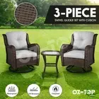 Outdoor Rocking Chair Garden Lounge 3 Piece Table Setting Swivel Rocking Wicker