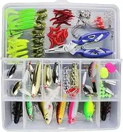 101PCS Fishing Lures Tackle Mixed Hard Baits Soft Baits Popper Crankbait VIB Topwater Floating Fishing Lures Hooks Fishing Accessories Kit Set with Storage Box