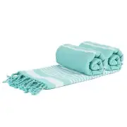 2x Deluxe Turkish Cotton Bath Towels Beach Sauna Hammam 170cm x 90cm Sky Blue