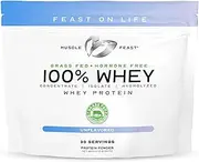 Muscle Feast 100% Whey Protein Grass Fed & Hormone Free Blend Of Isolate, Concentrate And Hydrolyzed Whey Protein (2Lb, Unflavored)