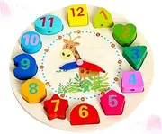 KICHOUSE Wooden Blocks Toy Threading Wooden Clocks Wooden Sorting Clock Wooden Clock Toy Wooden Bamboo