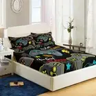 Gamer Fitted Sheet Full Size,Gaming Bedsheets Set,Gamepad Bed Sheet Set for B...