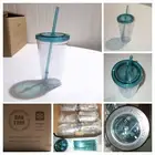 Cupture Insulated Double Wall Tumbler Cup with Lid & Straw Clear/Green 16-oz NEW