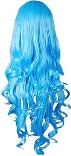 Rbenxia Curly Cosplay Wig Long Hair Heat Resistant Spiral Costume Wigs Anime Fashion Wavy Curly Cosplay Daily Party Light Blue 32" 80cm