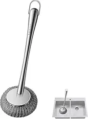 Dish Scrubber Brush – Non-Slip Handle Pot Cleaner For Kitchen Sink | Utility Scrub Brush For Non-Stick Cookware, Iron Pan, Bowl, Long Handle Cleaning Tool For Home, Durable Dishwashing Brush For Daily