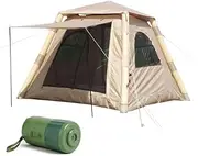 Inflatable Camping Tent, Outdoor Tents with Pump for 2-4 Persons, with 2 Mesh Doors, 2 Mesh Windows, Easy Setup and Portable Waterproof and Windproof, for Camping Festivals Backyard and Sleepovers