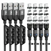 BIG+ Magnetic Fast Charging Cable 540° Rotating Heads Black 4 Pack