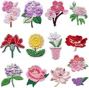 13Pcs Colorful Flower Iron on Patches Mini Flower Decorative Sew on Embroidered,Bright Vivid Colors, Sew On/Iron On Patch Applique for Clothes, Dress, Hat, Jeans, DIY Accessories (Multiple colors, One size)