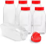 6 Pack 32 Oz Red Cap Plastic Spice Jars Bottles Containers Perfect Storage New