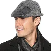 [KEOYA] Men's Flat Cap Gatsby Newsboy Trendy Ivy Hats Driving Cabbie Hunting Cap Cotton Winter Beret Hat Spring Autumn Winter