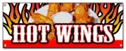 HOT WINGS BANNER SIGN buffalo spicy chicken crispy sauce hotsauce