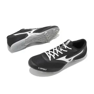 Mizuno 田徑釘鞋 X Sprint 男鞋 黑 白 抓地 皮革 輕量 可拆釘 田徑 競速 美津濃 U1GA2324-05